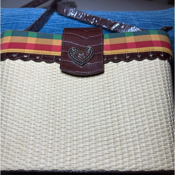 Brand New Brighton Straw w/ Faux Leather Trim and Straps - Brighton Logo Front - Picture 2 of 9